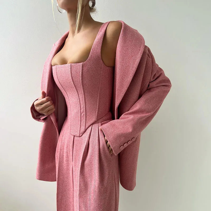 Comfy 3-Delige Set voor Dames - Blazer, Broek en Corset Top