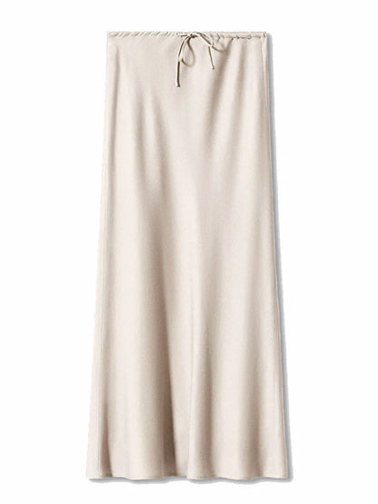 Cherisse | Dames Maxi Rok Satijn Verstelbare Taille Elegante Flow