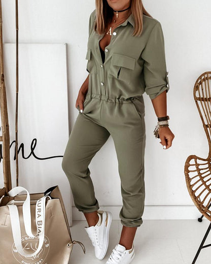 Yvette | Jumpsuit Met Lange Mouwen En Elastische Taille