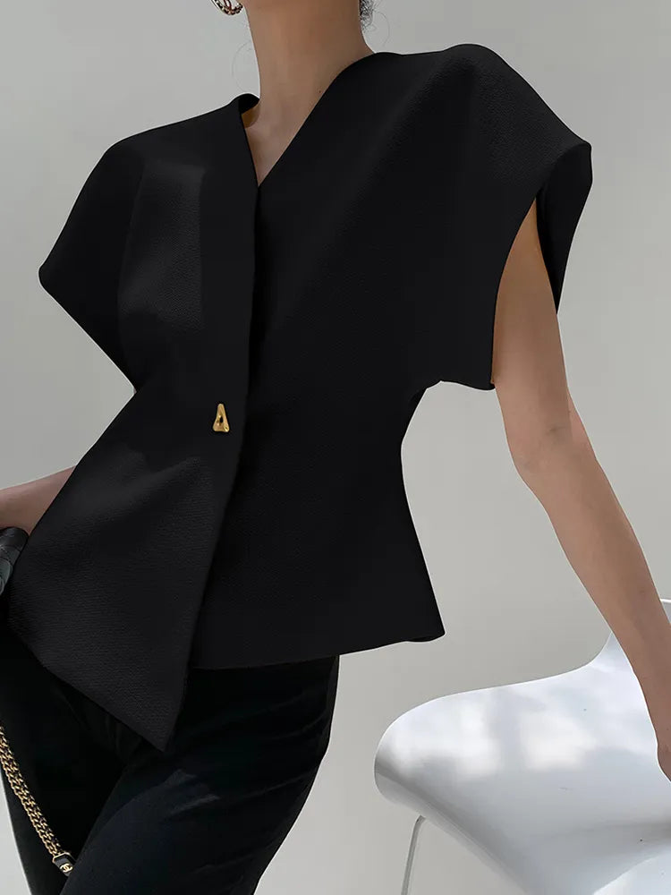 Elegante Blazer Top met Gestructureerde Pasvorm