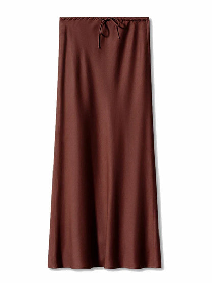 Cherisse | Dames Maxi Rok Satijn Verstelbare Taille Elegante Flow