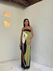 Estrella | Luxe Strapless Maxi Jurk met Print