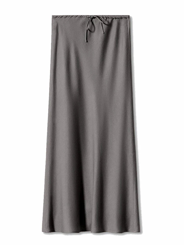 Cherisse | Dames Maxi Rok Satijn Verstelbare Taille Elegante Flow