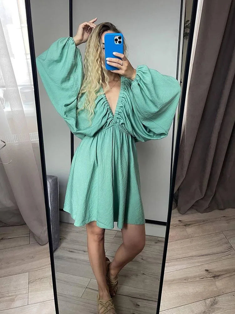 Sierra | Lange Mouwen Boho Mini Zomerjurk