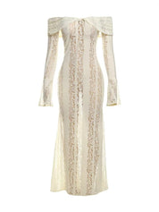 Suus | Luxe Off-Shoulder Maxi Jurk van Kant