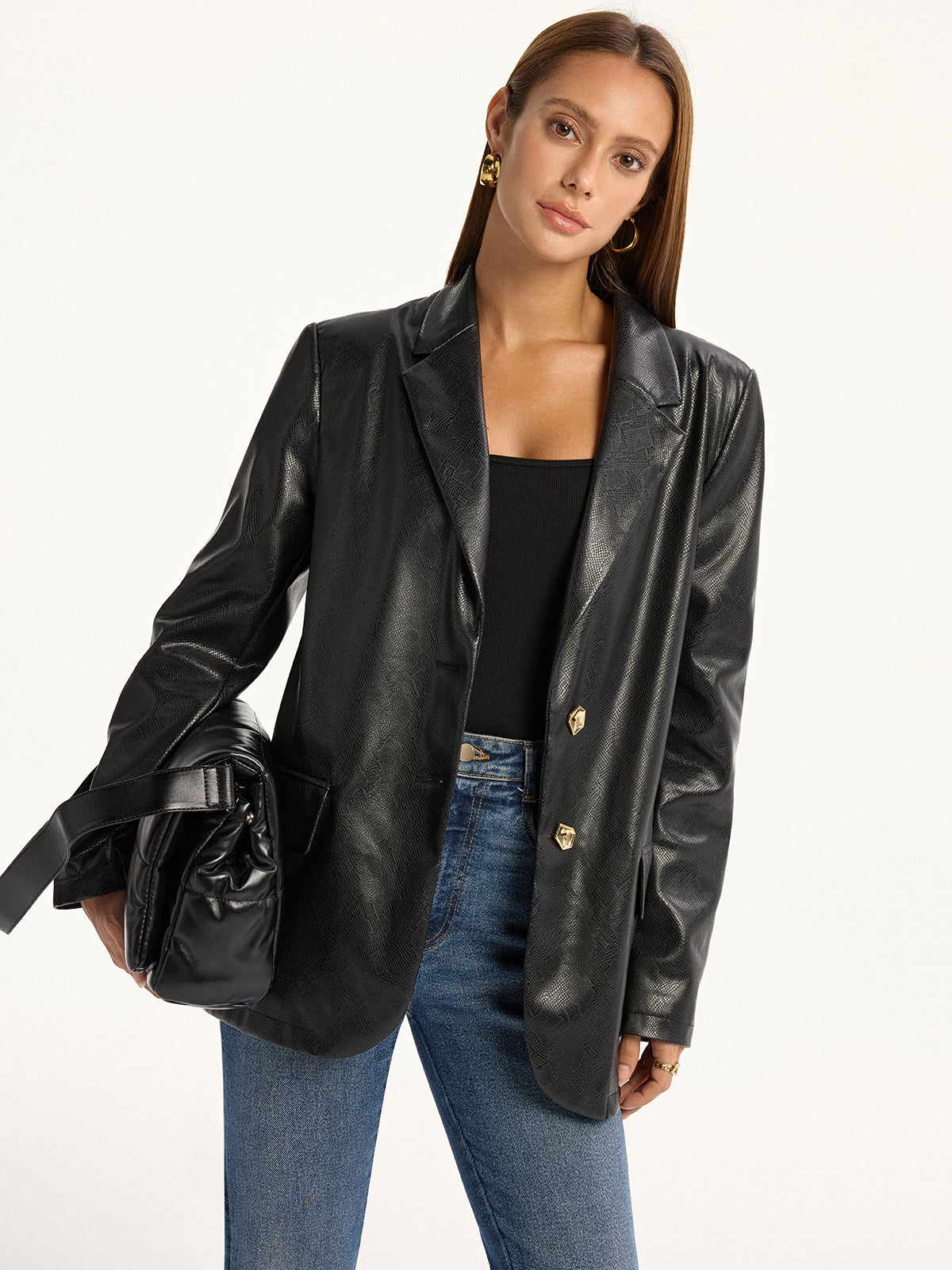 Sienna | Dames Blazer - Luxe Faux Leren Jas