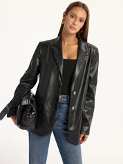 Sienna | Dames Blazer - Luxe Faux Leren Jas