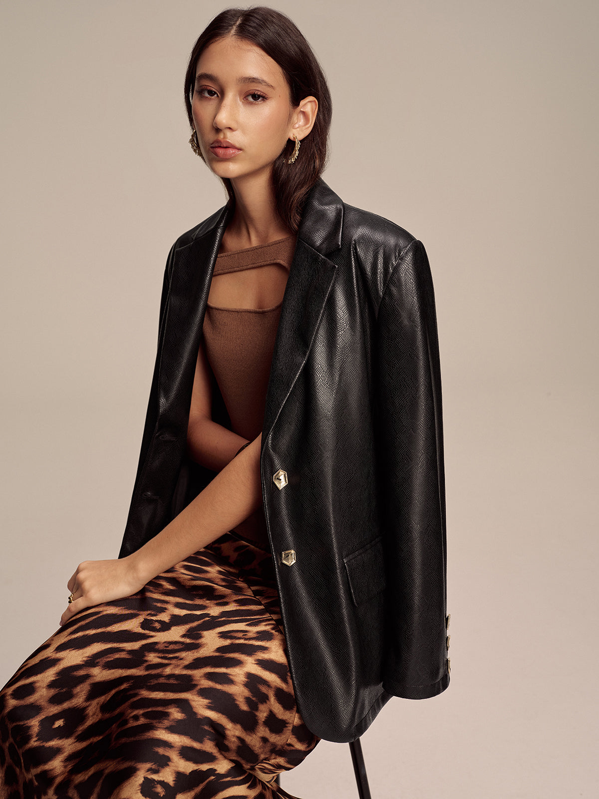 Sienna | Dames Blazer - Luxe Faux Leren Jas