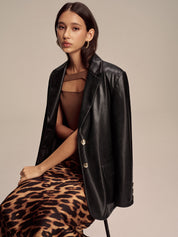 Sienna | Dames Blazer - Luxe Faux Leren Jas