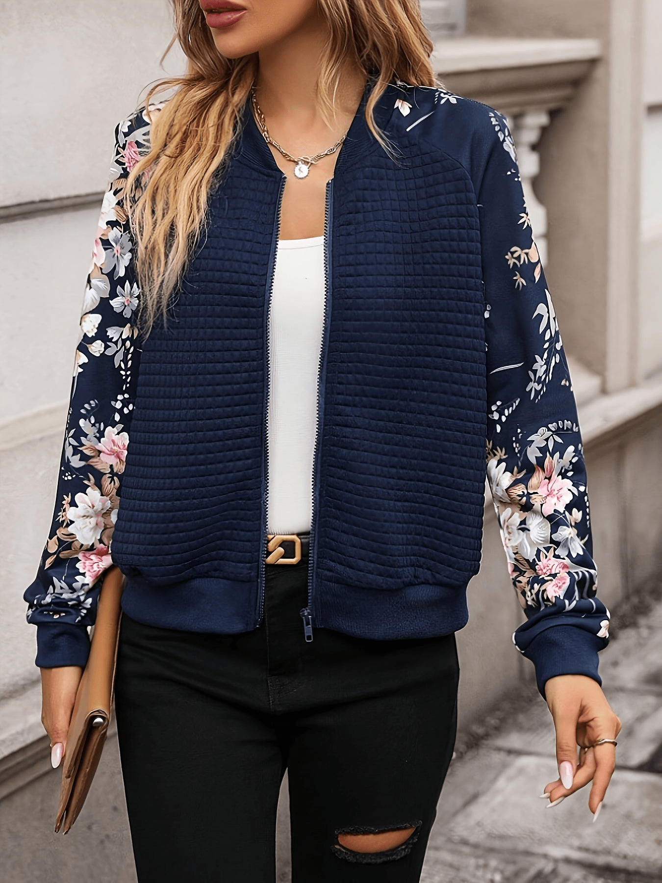 Josje |  Dames Bomberjack met Bloemenprint - Casual en Lichtgewicht