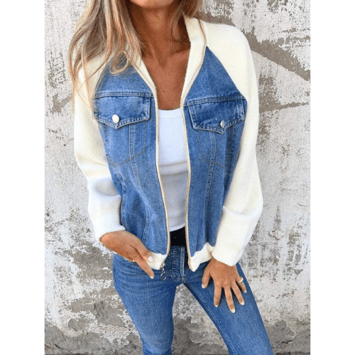 Fraukje | Trendy Bomberjack met Denim Details - Casual Look