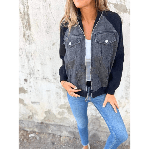 Fraukje | Trendy Bomberjack met Denim Details - Casual Look