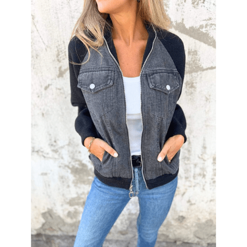 Fraukje | Trendy Bomberjack met Denim Details - Casual Look