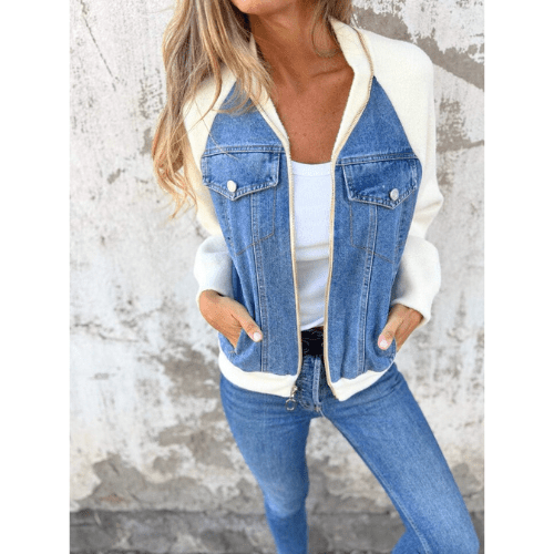 Fraukje | Trendy Bomberjack met Denim Details - Casual Look