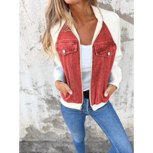 Fraukje | Trendy Bomberjack met Denim Details - Casual Look