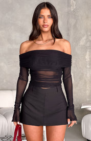 Daya | Mesh Off-Shoulder Top Dames – Elegant & Luchtig