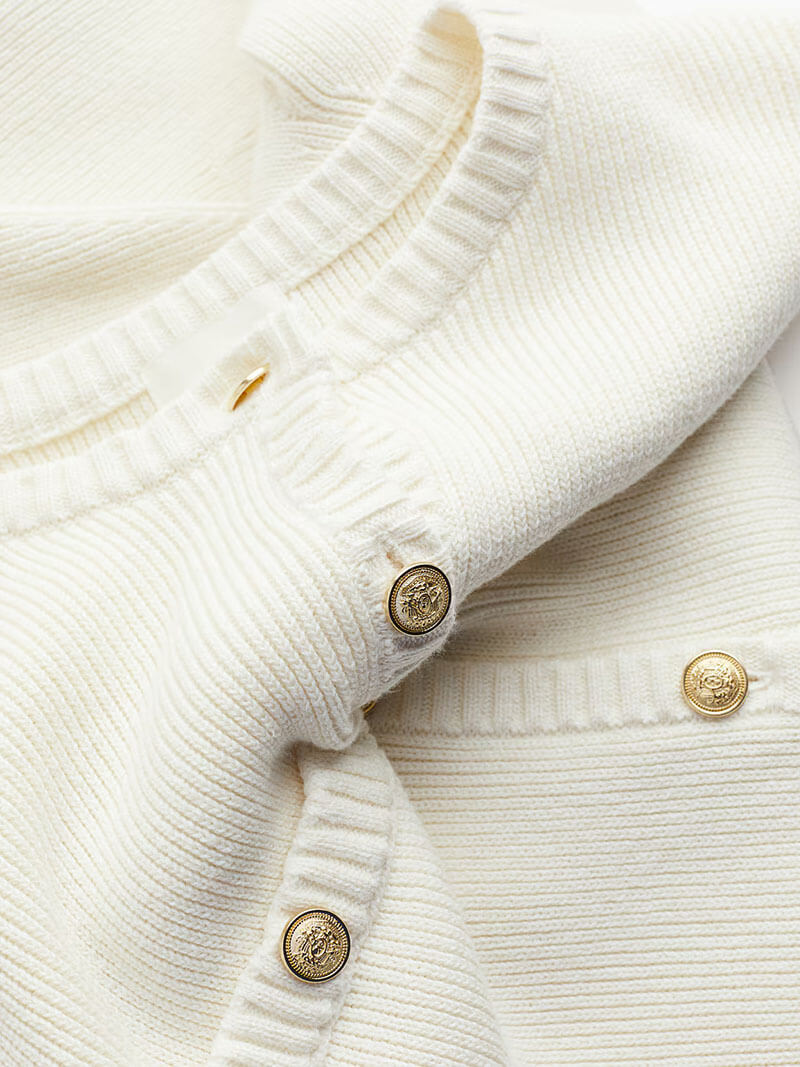 Jess | Gebreide Mini Jurk met Gouden Knopen