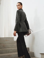 Sofia | Klassieke Dames Jas - Slim Fit, Vegan Leer