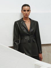 Sofia | Klassieke Dames Jas - Slim Fit, Vegan Leer