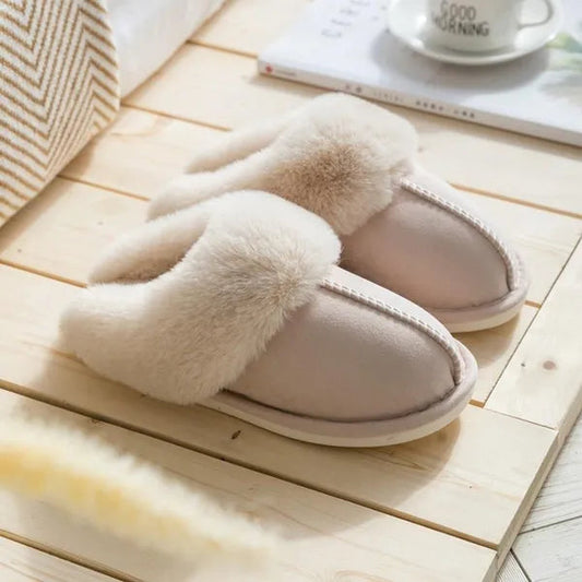 Dames Pantoffels met Luxe Bontvoering - Comfortabel en Warm