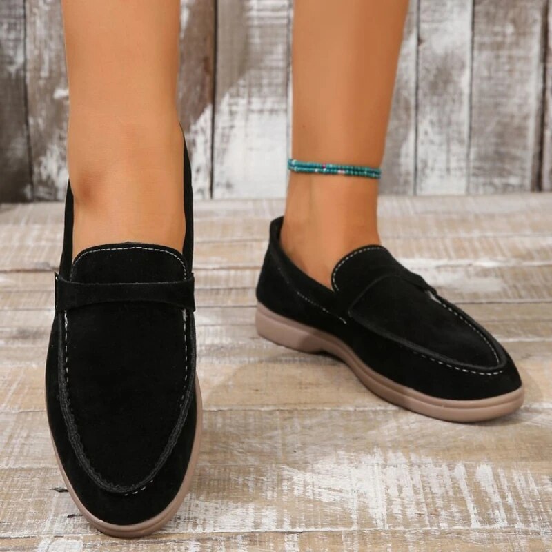 Sophie | Dames Loafers Zwart - Stijlvolle Suède met Verhoogde Hak 1