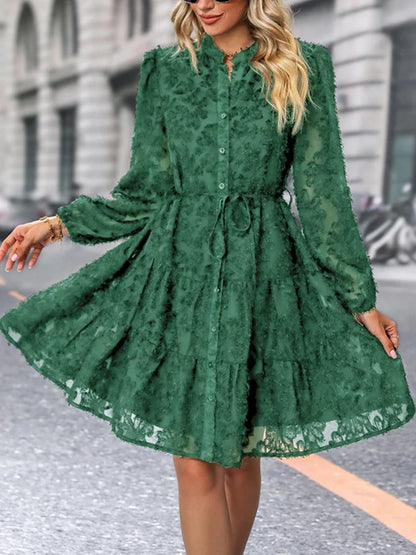Midi-Jurk met Tailleband en Ruches voor Dames - Elegant & Modieus
