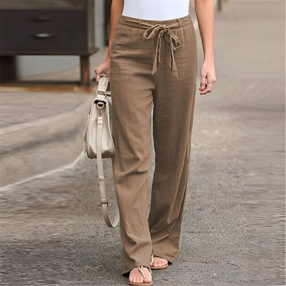 Elle | Linnen Broek met Elastische Taille