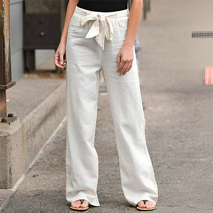 Elle | Linnen Broek met Elastische Taille