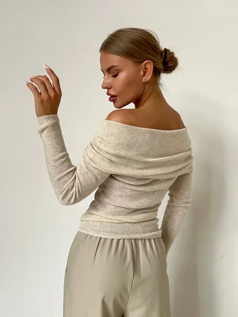 Elegante Off-Shoulder Top met Lange Mouw