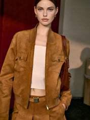 Clemente | Suede Tussenjas met Rits Dames - Regular Fit