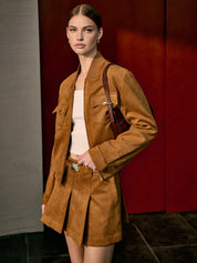 Clemente | Suede Tussenjas met Rits Dames - Regular Fit