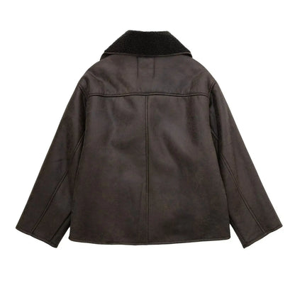 Aira | Biker Look Winterjas met Teddy Voering – Warm & Stoer