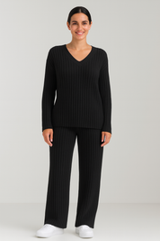 Talia | Tweedelige Loungewear Set Dames - Zachte Stof met V-hals Trui