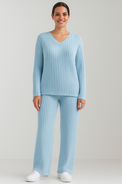 Talia | Tweedelige Loungewear Set Dames - Zachte Stof met V-hals Trui