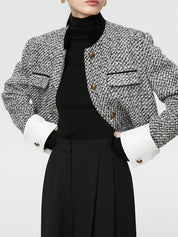 Jovina | Dames Tweed Blazer - Crop Design