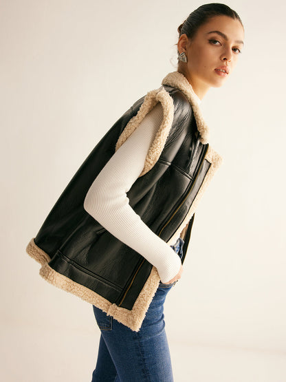 Vilita | Teddy Gevoerd Vest Dames - Faux Leren & Warm
