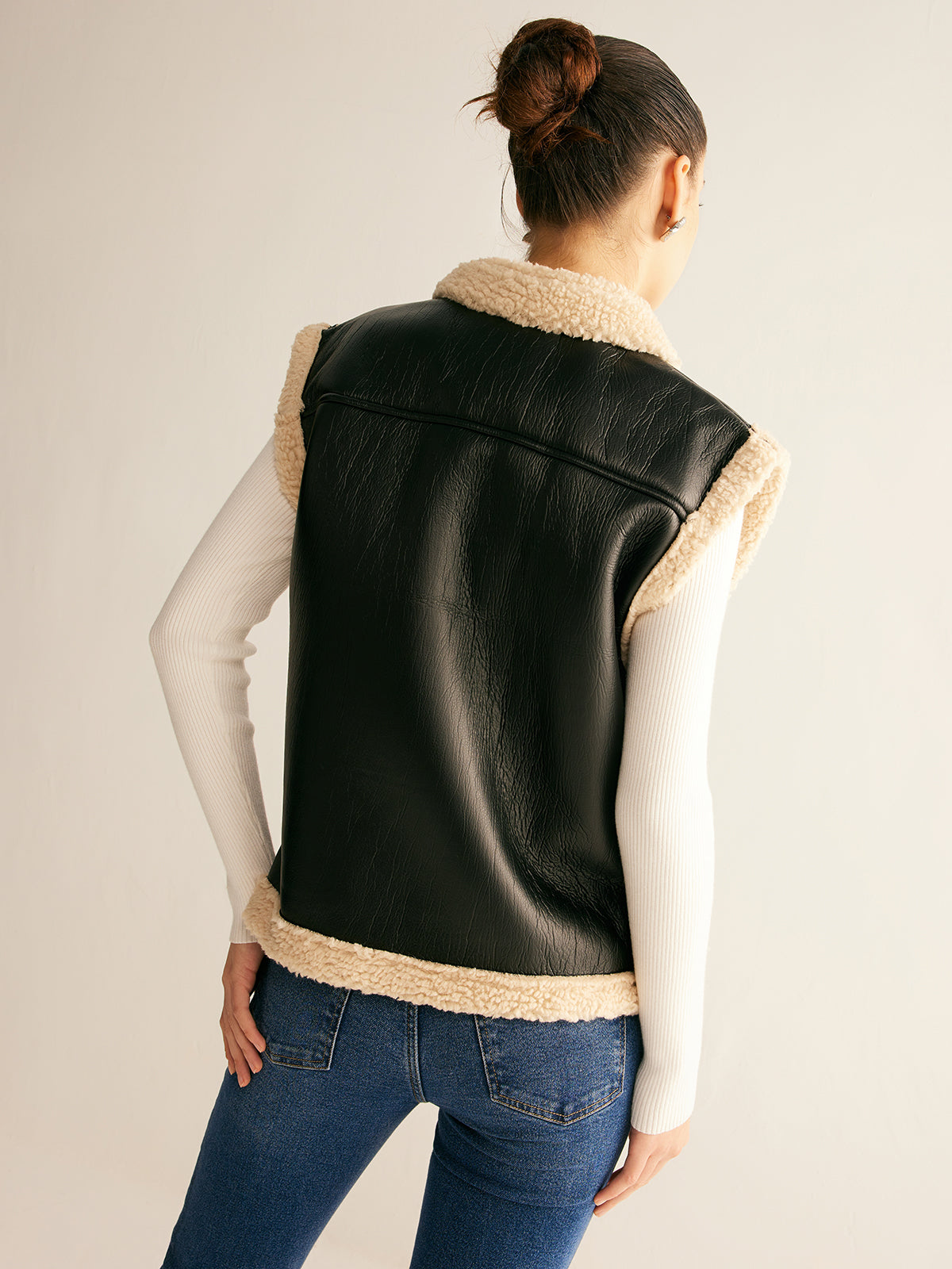 Vilita | Teddy Gevoerd Vest Dames - Faux Leren & Warm