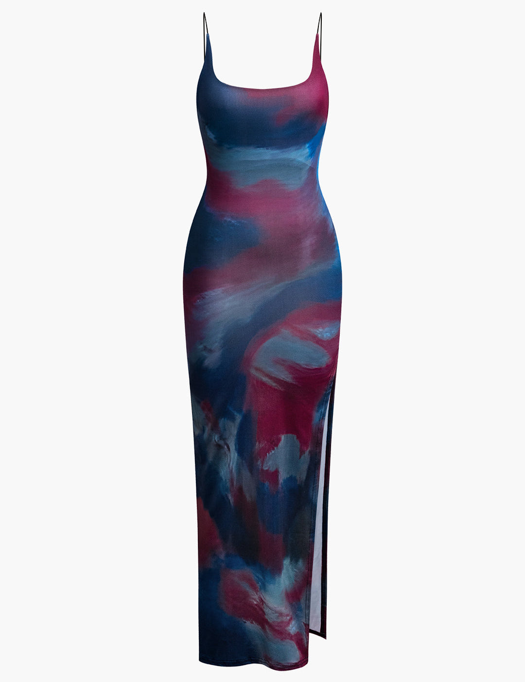 Tina | Dames Midi-jurk - Tie Dye Rugloos met Split, Casual Elegance 0