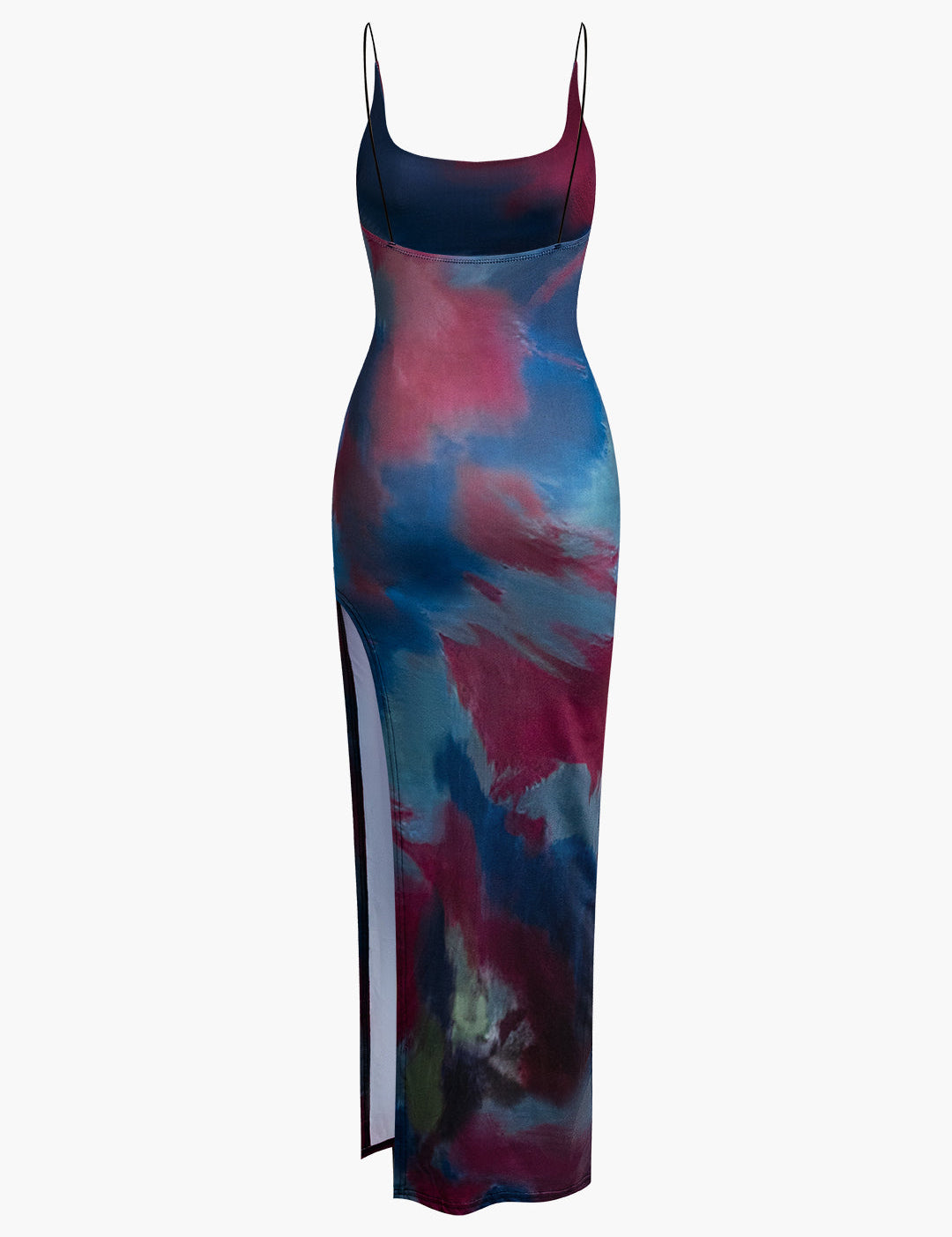 Tina | Dames Midi-jurk - Tie Dye Rugloos met Split, Casual Elegance 2