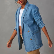 Denim Blazer Jas met Moderne Flair