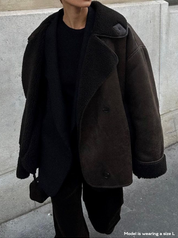 Aira | Biker Look Winterjas met Teddy Voering – Warm & Stoer