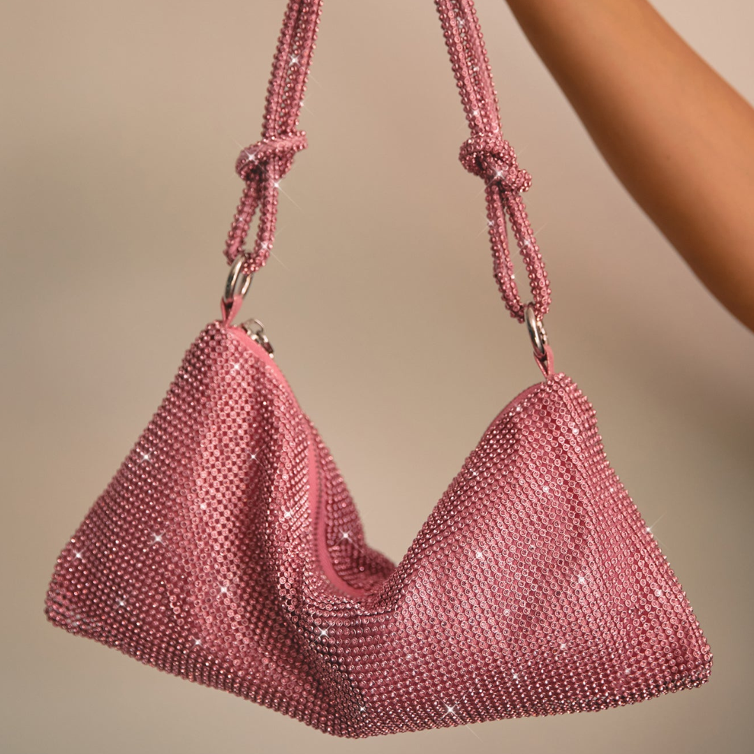 Luxe Glanzende Tas met Ketting Detail