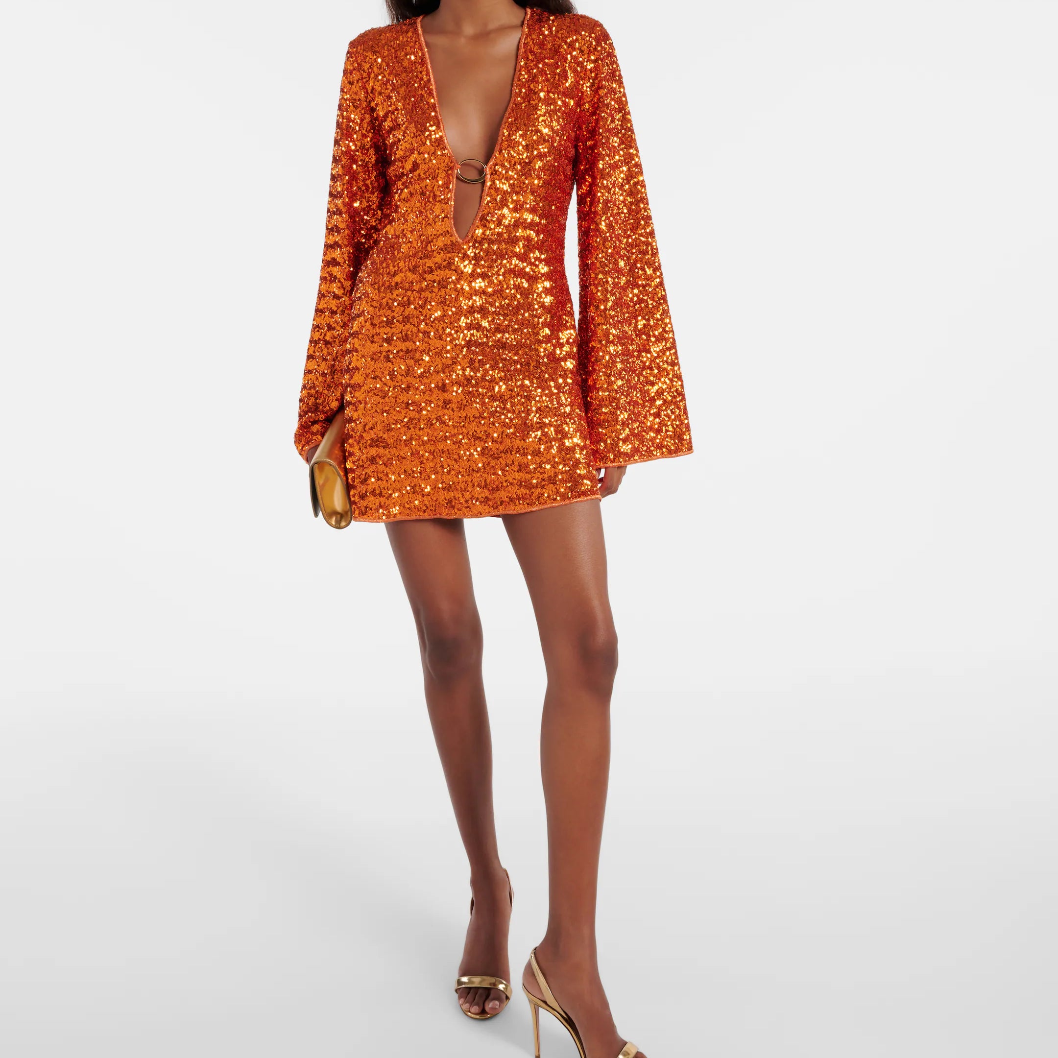 Valerie_Glitter_Mini_Jurk_-_V-hals_Wijde_Mouwen1.webp