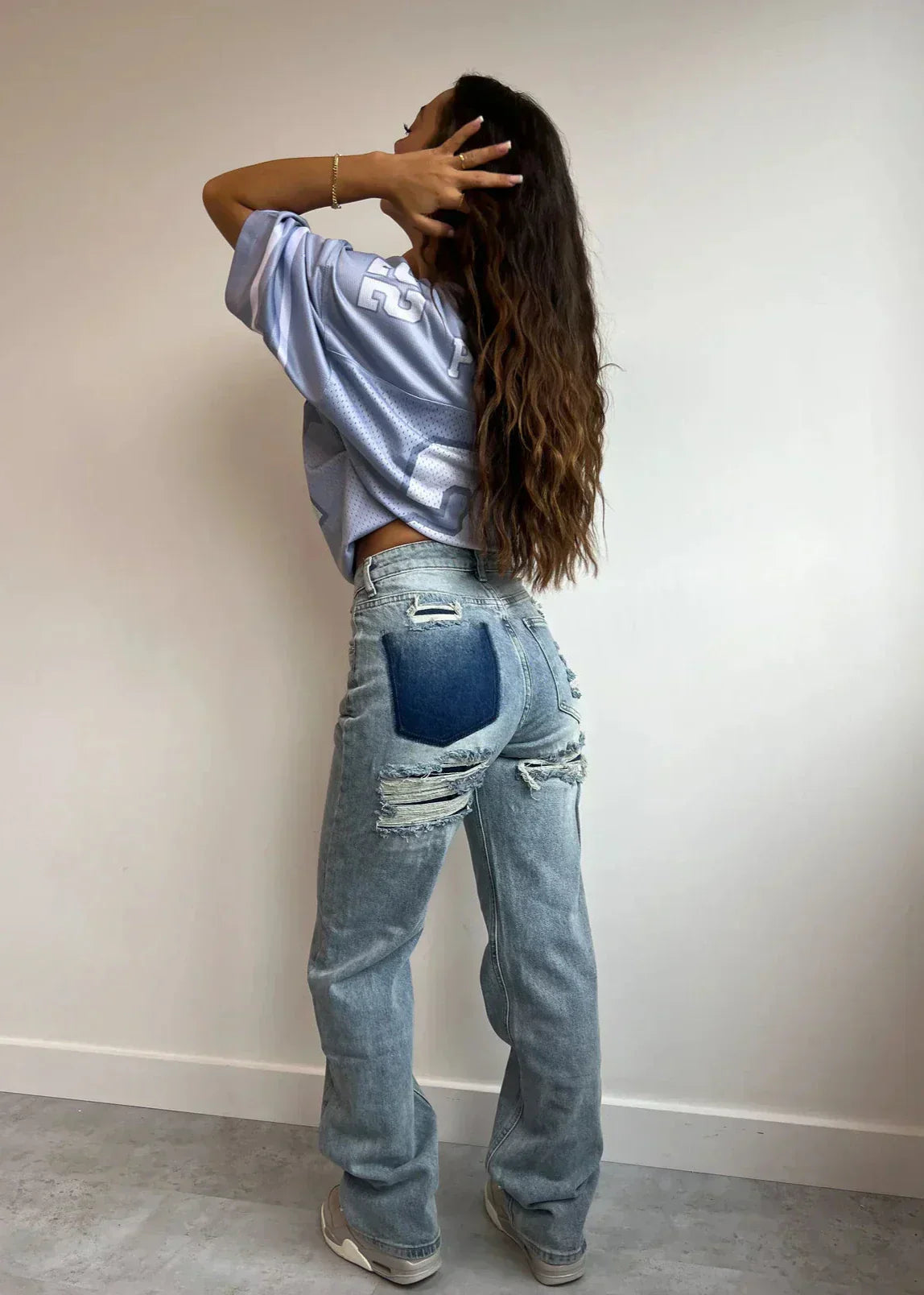 Burgina | Vintage Ripped Jeans met Uniek Patchwork Detail