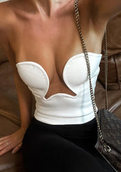 Ornelia | Witte Strapless Bustier Top – Luxe Stretch Pasvorm