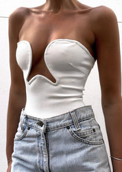 Ornelia | Witte Strapless Bustier Top – Luxe Stretch Pasvorm