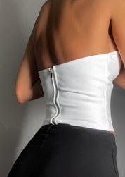 Ornelia | Witte Strapless Bustier Top – Luxe Stretch Pasvorm