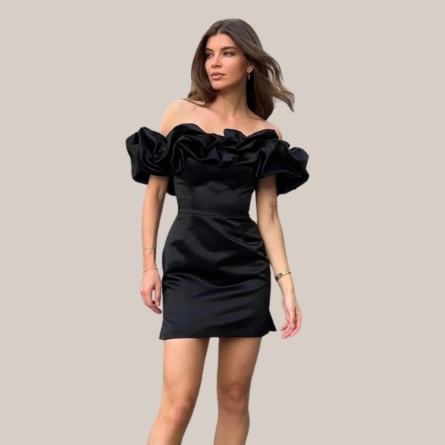 Wendy | Dames Cocktailjurk Bruiloft - Elegant Off-Shoulder met Ruches 0