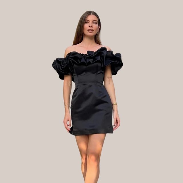 Wendy | Dames Cocktailjurk Bruiloft - Elegant Off-Shoulder met Ruches 2