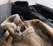 Wendy | Dames Leren Jas - Sherpa Fleece Voering, Casual Elegantie